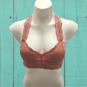 Free People Intimately Dusty Rose Galloon Lace Racerback Bralette